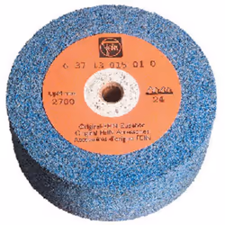 Eigenschaften:Ø 150 mm, largeur 60 mm, élastique, alésage 14 mm pour polissage, grain 24 (moyen), tendre, « bleu » Caractéris ...