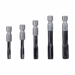 Caractéristiques du produit : Jeu de tarauds VARIO pour trous traversants 5 pièces, respectivement 1 x M8 x 1.25 mm, M10 x 1. ...