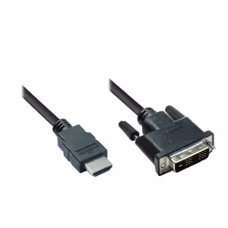 Alcasa 4510-DD2, 2 m, HDMI Type A (Standard), DVI-D, Mâle, Mâle, Noir