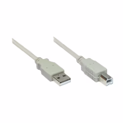 Alcasa 2510-2OF, 1,8 m, USB A, USB B, USB 2.0, Mâle/Mâle, Gris