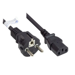 Alcasa P0030-S015 câble électrique Noir 1,5 m Prise d'alimentation type E+F Coupleur C13