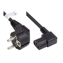 Alcasa P0131-S018 câble électrique Noir 1,8 m Prise d'alimentation type E+F Coupleur C13