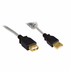 Alcasa USB 2.0 1.8m, 1,8 m, USB A, USB A, USB 2.0, Mâle/Femelle, Noir, Transparent