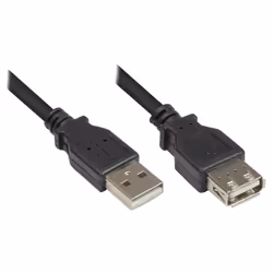 Alcasa USB 2.0 3m, 3 m, USB A, USB A, USB 2.0, Mâle/Mâle, Noir