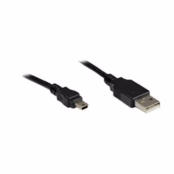 Alcasa 3310-AM03, 0,3 m, USB A, Mini-USB B, USB 2.0, Mâle/Mâle, Noir