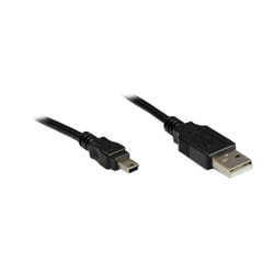 Alcasa 3310-AM03 câble USB 0,3 m USB 2.0 USB A Mini-USB B Noir