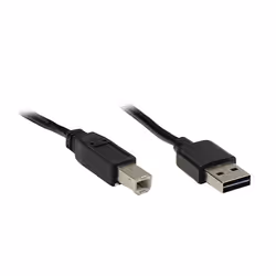 Alcasa USB 2.0 A/B, 3m, 3 m, USB A, USB B, USB 2.0, Mâle/Mâle, Noir