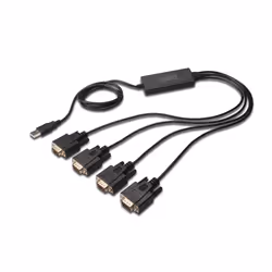 Digitus Adaptateur USB 2.0 vers 4 ports RS232, Noir, 1,5 m, USB Type-A, DB-9, Mâle, Mâle