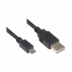 Alcasa 2510-EUM005, 0,5 m, USB A, Micro-USB B, USB 2.0, Mâle/Mâle, Noir