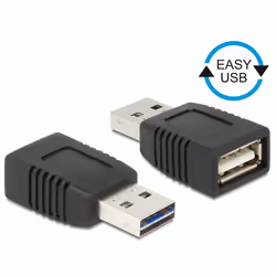 DeLOCK 65520, USB 2.0 A, USB 2.0 A, Noir