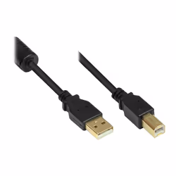Alcasa GC-M0083, 5 m, USB A, USB B, USB 2.0, Mâle/Mâle, Noir