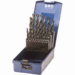 HSS-G DIN 338 Jeu de forets hélicoïdaux rectifiés Contenu (25 pièces) : Ø 1,0 - 13 mm x 0,5 mm. Qualité industrielle pour un ...