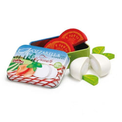 Erzi Pretend Play en bois épicerie Merchandize Mozzarella et tomates dans une boîte métallique - 17045