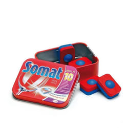Erzi Pretend Play en Bois épicerie Merchandize languettes de Lavage de la Vaisselle Somat dans Une boîte métallique -