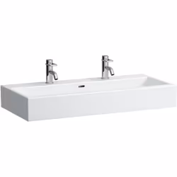 LAUFEN Living City 1 x lavabo mural, encastrable 1 trou de robinetterie à gauche et 1 à droite avec trop-plein Dimensions : L ...