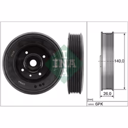 Poulie damper, vilebrequin INA 544 0158 10
