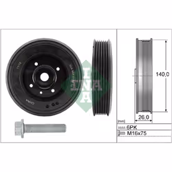 Poulie damper, vilebrequin INA 544 0158 20