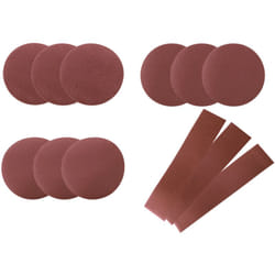 Scheppach - Lot de 12 abrasifs - Disques grain 80,120 et 180 (3 pièces de chaque) - Bandes abrasives grain 80,120 et 180 (1 pièce de chaque)