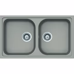 Schock Lithos N200, Evier à poser, Rectangulaire, Cristalite, Gris, 2 bols, Rectangulaire