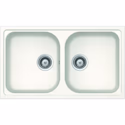 Schock Lithos N200, Evier à poser, Rectangulaire, Cristalite, Blanc, 2 bols, Rectangulaire
