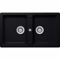 Schock Primus N200E, Evier à poser, Rectangulaire, Noir, 2 bols, Rectangulaire, 360 x 430 mm