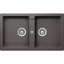 Schock Signus N200E, Evier à poser, Rectangulaire, Cristadur, Gris, 2 bols, Rectangulaire