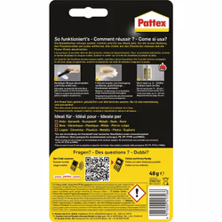 enquête Pattex PRE7N Malaxez, appliquez, laissez durcir Contenu: 48 g description Pâte epoxy bi-composant à prise rapide. Une ...