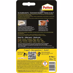 enquête Pattex PRX15 Portions pratiques Malaxez, appliquez, laissez durcir Contenu: 30 g description Pâte epoxy bi-composant ...