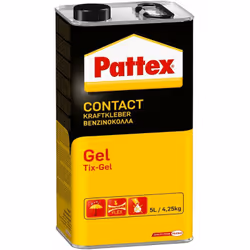 Colle contact gel PATTEX - bidon 4.25 kg - 1419285 - Assemblage et placage multi-matériaux en double encollage Ne coule pas,  ...