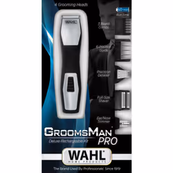 Wahl GroomsMan Pro Batterie Noir, Acier inoxydable