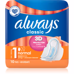 Sentez-vous libre même pendant vos règles. Les serviettes hygiéniques Always Classic Normal offrent une protection confortabl ...