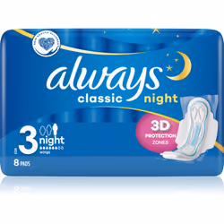 Sentez-vous libre même pendant vos règles. Les serviettes hygiéniques Always Classic Night offrent une protection confortable ...