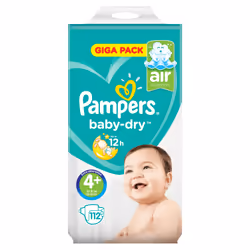 Pampers Active Baby-Dry 81657821, Garçon/Fille, Couche avec élastiques, 10 kg, 15 kg, Multicolore, Velcro