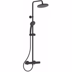 Le set de douche CeraTherm T25, noir mat, comprend Douche de tête Idealrain diamètre : 200 mm avec fonction Anti-Kalk contre  ...
