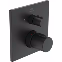 Mitigeur thermostatique encastré de baignoire conception : noir soyeux cartouche thermostatique vanne céramique à 2 voies, re ...