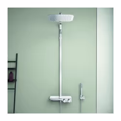 Ideal Standard Ceratherm Système de douche S200 A7332AA PA DN15 raccordement direct au mur avec étagère en verre blanc Symbol ...