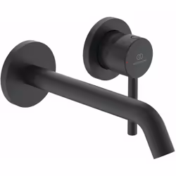 Mitigeur de lavabo encastré conception : noir mat installation deux trous bec fixe, longueur 180 mm débit à 3 bar : 9 l/min a ...