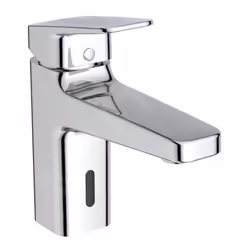 Mitigeur de lavabo hybride, avec garniture de vidage couleur : chrome hauteur du robinet : 187 mm longueur du bec : 124 mm zo ...