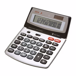 Genie 560 T, Bureau, Calculatrice à écran, 12 chiffres, Affichage inclinable, Batterie/Solaire, Noir, Argent