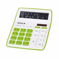Genie 840 G, Bureau, Calculatrice à écran, 10 chiffres, Affichage inclinable, Batterie/Solaire, Vert, Blanc