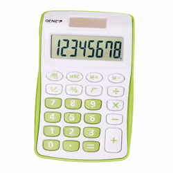 Genie 120 G, Poche, Calculatrice à écran, 8 chiffres, 1 lignes, Batterie/Solaire, Vert, Blanc