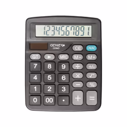 Genie 220 MD, Bureau, Calculatrice basique, 10 chiffres, Affichage inclinable, Batterie/Solaire, Noir