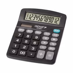 Genie 225 BD, Bureau, Calculatrice basique, 12 chiffres, Affichage inclinable, Batterie/Solaire, Noir