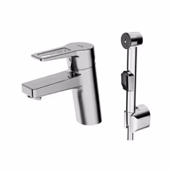HANSA HANSATWIST 1 x robinetterie de lavabo mitigeur monocommande, levier à étrier montage au sol, DN15 1 trou avec douchette ...