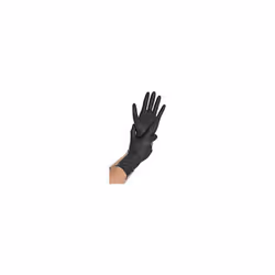 Gants en nitrile « Power Grip Long » de la marque Franz mensch - Couleur : noir - Sans poudre - Longueur : 300 mm - Gaufrage  ...