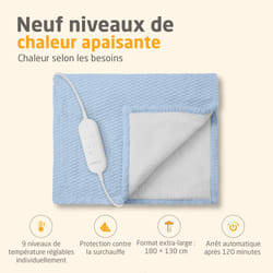 Couverture Chauffante Reversible - Medisana - Hb 415 - 120 W - 9 Réglages - 180 X 130 Cm - Bleu