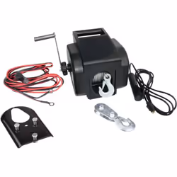 Treuil électrique approprié pour montage fixe ou sur une attache remorque à l'aide d'une plaque adaptatrice. Enroulement élec ...