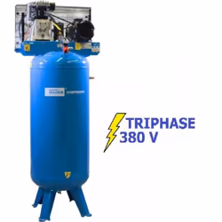 Compresseur stationnaire avec double piston, approprié pour utilisation en atelier, garage, etc.Grand réservoir de 200 litres ...