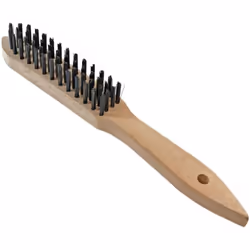 Brosse 4 rangs acier pour nettoyer les cordons de soudure. Longueur : 285 mm Poids : 0,2 kg Equipement : Manche en bois 4 ran ...