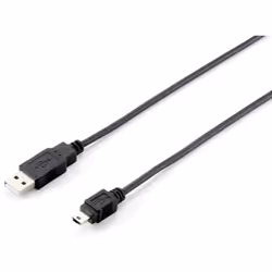 Equip 128521, 1,8 m, USB A, Mini-USB B, USB 2.0, Mâle/Mâle, Noir